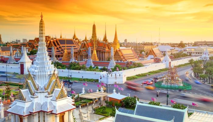 Temple in Bangkok at sunset